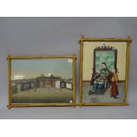 A Chinese painting of a seated official with a young attendant, 19th century,
