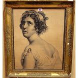 Elisa Laveissiere (French mid-19th century) Head study of a classical girl, charcoal and pencil,