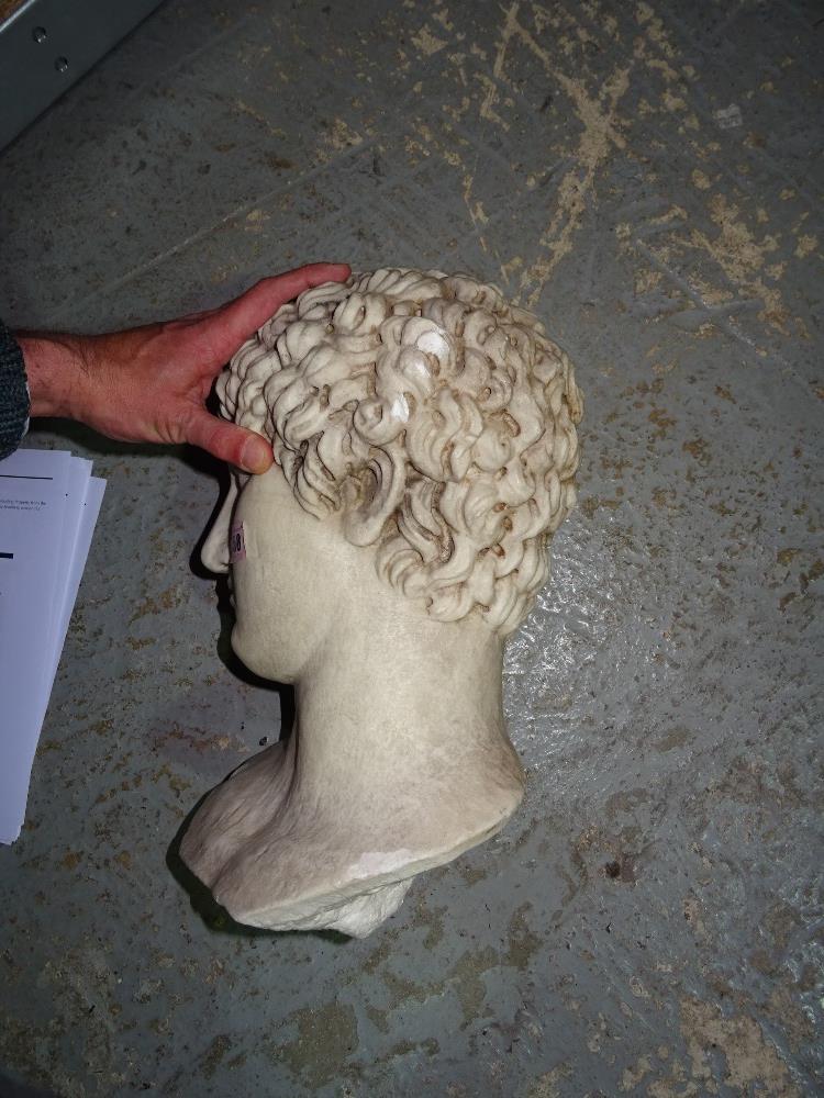 After the Antique; a carved white marble portrait bust of a man, drill carved hair, - Image 7 of 13