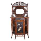 A late Victorian bamboo and polychrome painted hall stand, with mirrored back,