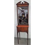 A late 19th century satin wood banded mahogany display cabinet on stand,