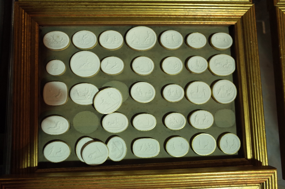 A quantity of plaster intaglios- probably 18th century, remounted in six modern giltwood frames, - Image 3 of 7