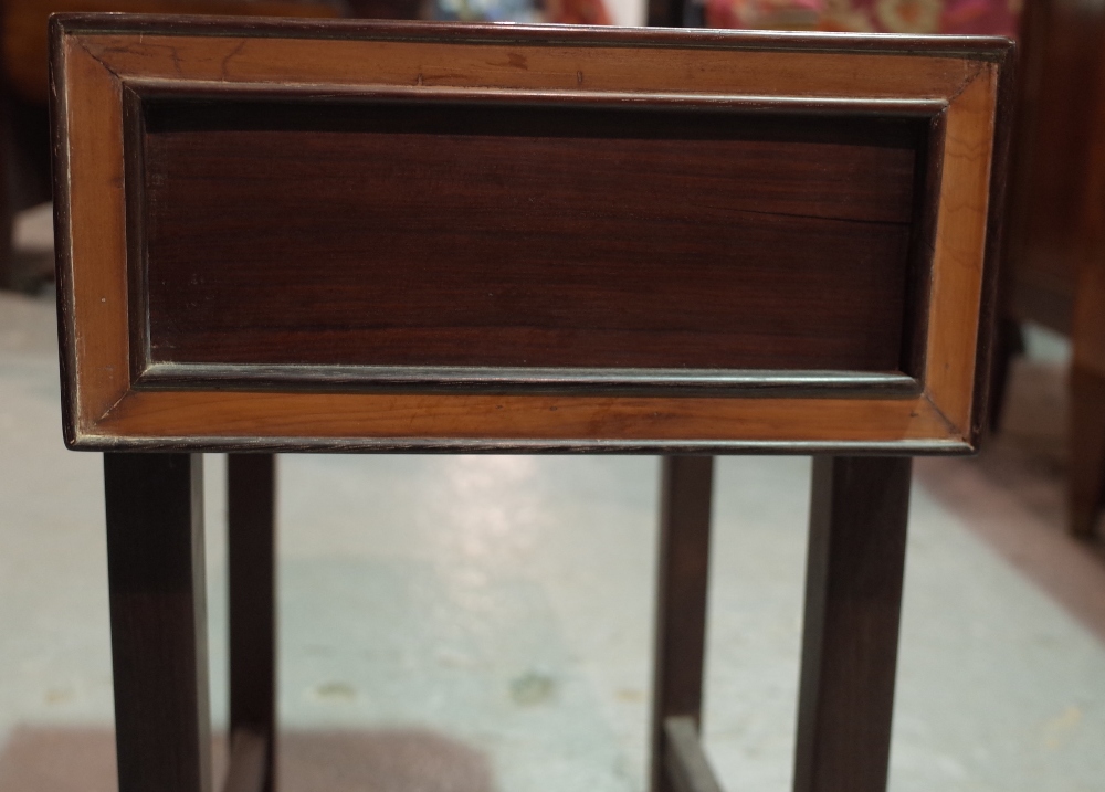 A late 19th/early 20th century Chinese hardwood rectangular bonsai stand, with marble inset top, - Image 11 of 11