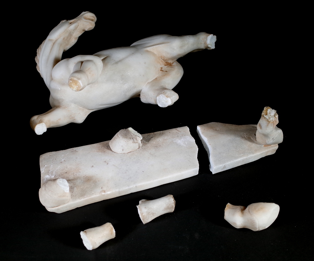 A group of four 20th century white marble Asian style models of horses in varying poses, - Image 3 of 3