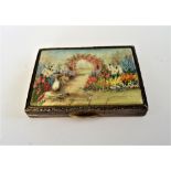 A lady's silver gilt rectangular powder compact, matt gilt within fitted with a mirror to the lid,