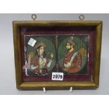 A pair of Indian miniature half length portraits of Empress Mumtaz Mahal and Emperor Sha Jahan,