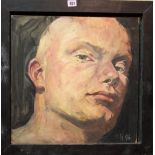 Tom Halifax (British b.1964) Self Portrait, oil on board, signed with initials and dated 94, 45.