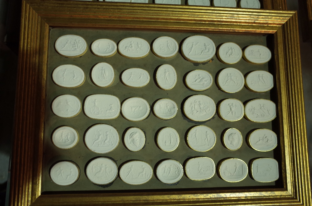 A quantity of plaster intaglios- probably 18th century, remounted in six modern giltwood frames, - Image 4 of 7
