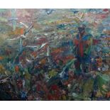 Roy Abell (b.1931), Amonst the gulls, oil on canvas, signed, unframed, 152cm x 182cm.