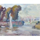 Ronald Ossory Dunlop (1894-1973), Harbour scene, oil on canvas, signed, 39cm x 49cm.