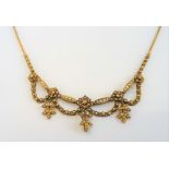 A gold and seed pearl fringe necklace,