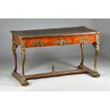 A pair of walnut and gilt metal mounted bureau plats, late 20th century in the Empire manner,