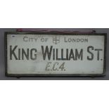 London Street Sign; King William St EC4, 91cm x 39cm.