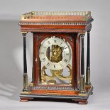 A MAHOGANY CASED SKELETON TIMEPIECE The rectangular case with a pierced brass gallery,