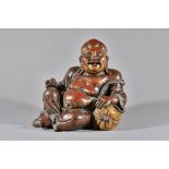 A large Chinese lacquered and gilt wooden figure of Budai, 19th century,