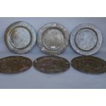 A set of six Limestone plates with fossil inclusions, Devonian period, 400,000,000 years.