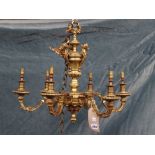 A French ormolu six light chandelier after the model by Andre Charles Boulle,