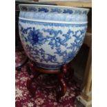 A pair of large Chinese blue and white porcelain jardinieres,