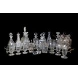 A quantity of Victorian and later glass wares, including; decanters, preserve pots,