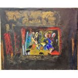 Continental School (20th century), Untitled, oil and collage on canvas,