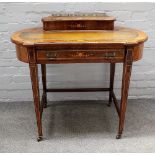 A Victorian inlaid rosewood lady's writing desk with fitted superstructure over frieze drawer on