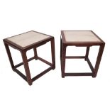 A pair of late 19th/early 20th century Chinese hardwood square occasional tables,