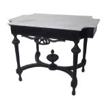 A 19th century centre table, the rectangular marble top with re-entrant corners,