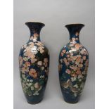 A large pair of Japanese cloisonné vases, Meiji period,