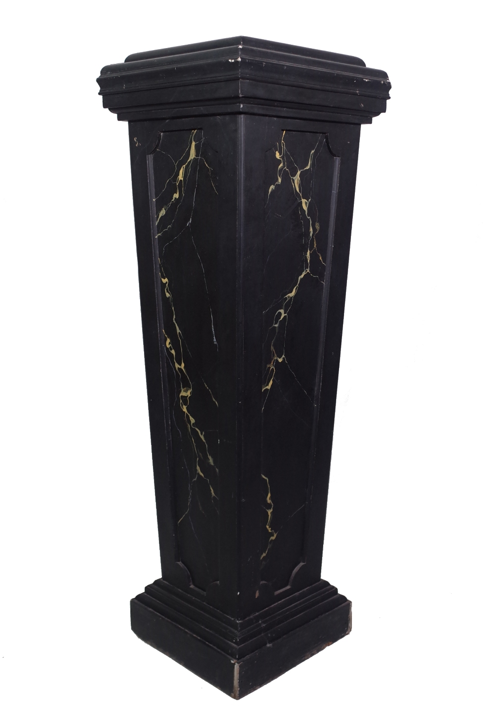 A 20th century black painted faux marble jardiniere stand, of tapering form, 50cm wide x 151cm high. - Image 2 of 2