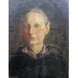 Chertwood Aiken (19th/20th century), Portrait, oil on canvas laid on board, signed, unframed, 43.