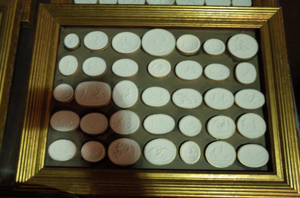 A quantity of plaster intaglios- probably 18th century, remounted in six modern giltwood frames, - Image 5 of 7