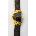 A Hamilton gilt metal fronted and metal backed quartz wristwatch,
