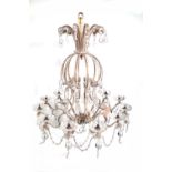 A modern gilt metal and glass twelve branch chandelier of open cage 'balloon' form,