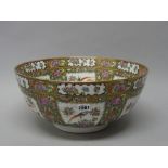 A Canton famille-rose punchbowl, 20th century,