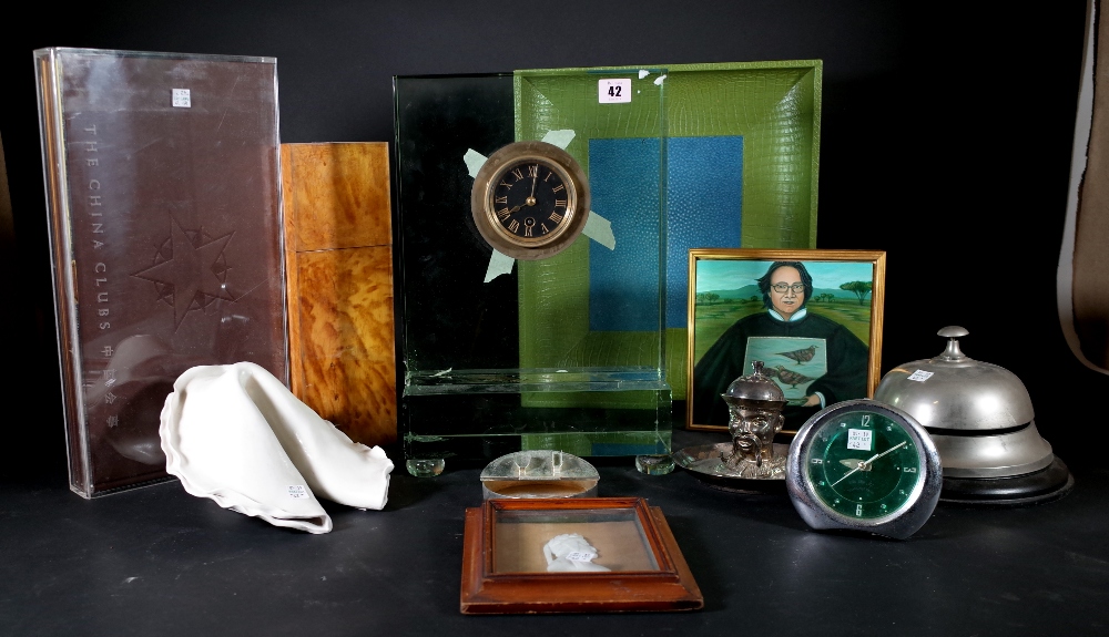 A quantity of collectables; Shanghai Tang items including; silver plated figural inkwell, clock,