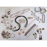 Silver and other jewellery, comprising; twelve mostly gem set rings, a pair of cufflinks,