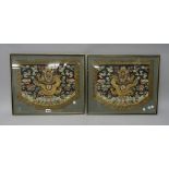 A pair of Chinese embroidered dragon panels, 19th century,