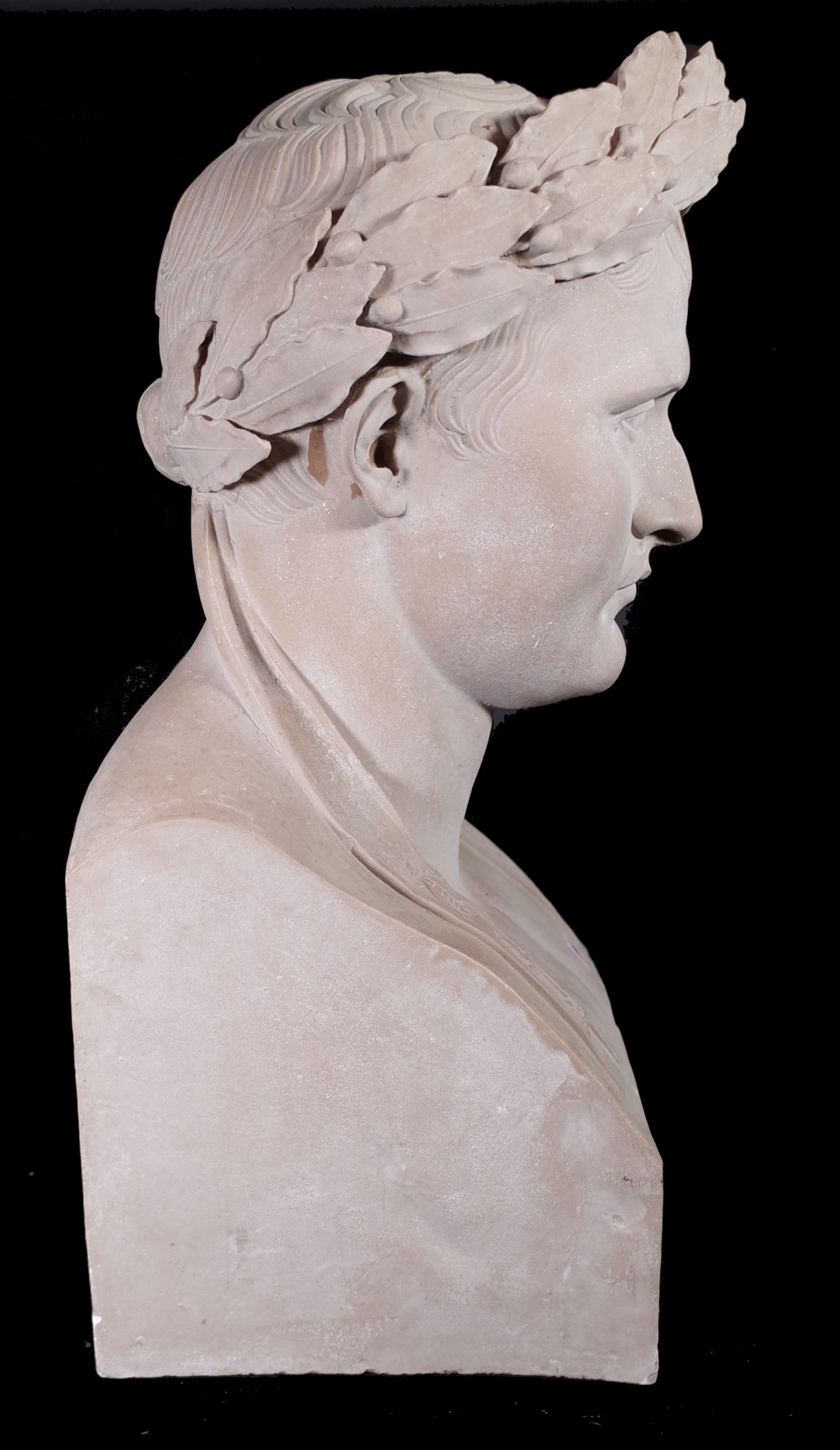 A modern composite marble bust of Napoleon wearing a laurel wreath, 66cm high. - Image 6 of 8