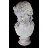After the Antique; a modern plaster bust of a woman, 70cm high.
