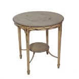 A George III style cream painted circular two tier occasional table, 68cm wide x 71cm high.