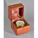 A RUSSIAN BRASS-BOUND STAINED BEECH MARINE CHRONOMETER No 12889,
