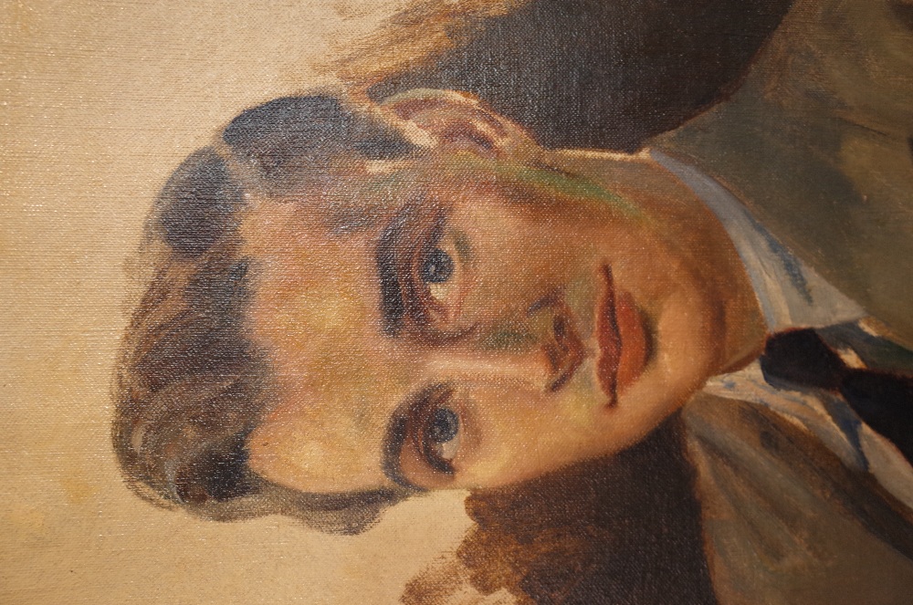 Edward Seago (1910-1974), Portrait of a young man, oil sketch on canvas, signed and dated 37, 74. - Image 3 of 6