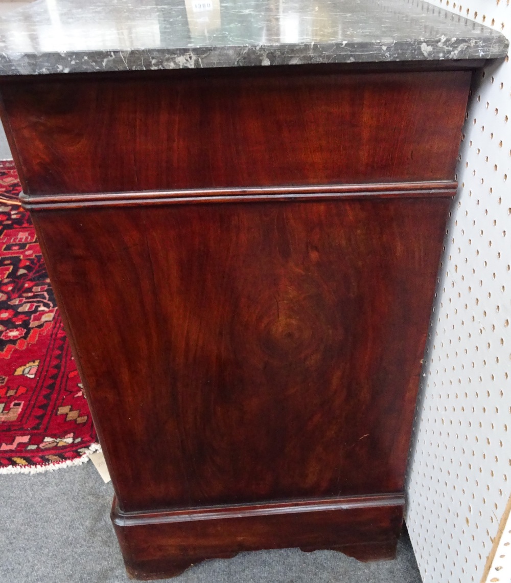 A 19th century French commode, the marble top over a mahogany four drawer base, - Image 6 of 7