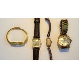 A Hamilton gilt metal curved square cased gentleman's wristwatch,