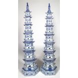 A pair of modern Chinese porcelain pagodas,