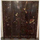 A Chinese lacquered four-fold screen, 20th century,