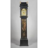 AN EBONISED AND CHINOISERIE DECORATED LONGCASE CLOCK The movement by William Skikelthorp,