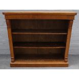 A Victorian oak floor standing open bookcase on plinth base, 107cm wide x 97cm high.