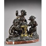 In the manner of Clodion, a French bronze figure group, late 19th century,