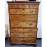 A George III mahogany chest on chest of two short over six long graduated drawers on bracket feet,